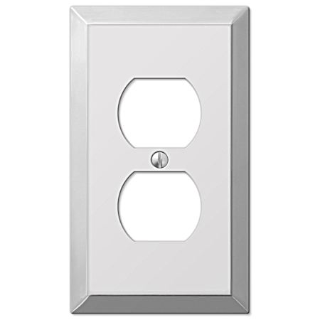Century 1 Duplex Outlet Wallplate - Chrome Steel