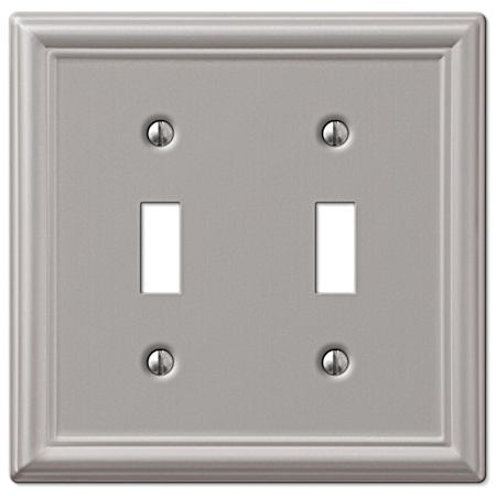 Chelsea 2 Toggle Wallplate - Brushed Nickel Steel
