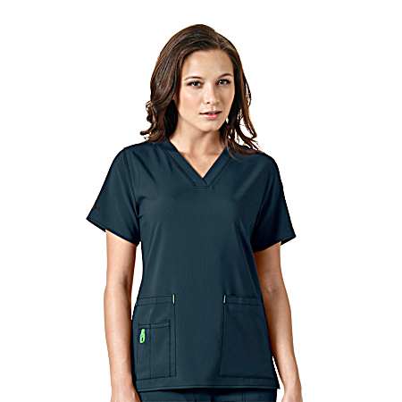 Women's Cross Flex Navy Short Sleeve Scrub Top