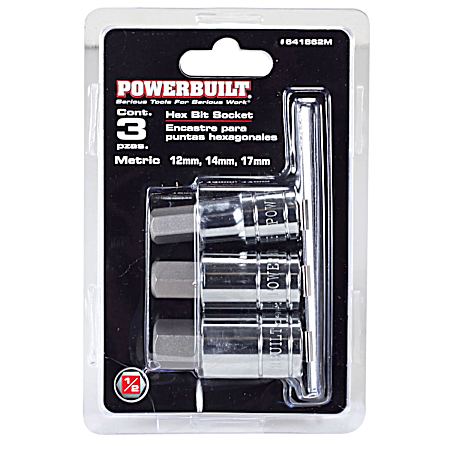 3 Pc. 1/2 In. Drive MM Hex Bit Socket