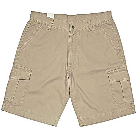Men's Khaki Cotton Twill Cargo Shorts