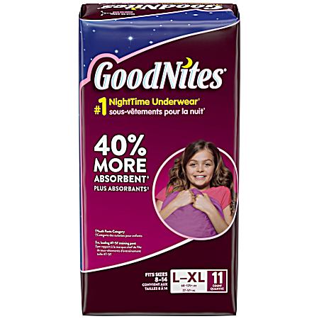 Girls' Size L-XL NightTime Underwear - 11 Pk