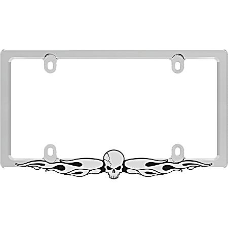 Chrome/Black Skull License Plate Frame