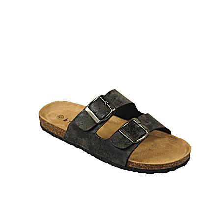 Women's Black 2 Strap Slide Sandals