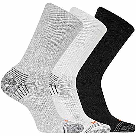 Men's Grey Repreve Cushioned Hiker Crew Socks - 3 Pk