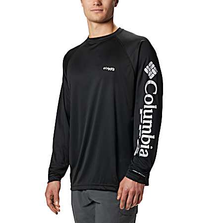 Men's PFG Terminal Tackle Black/Cool Grey Graphic Crew Neck Long Sleeve Shirt