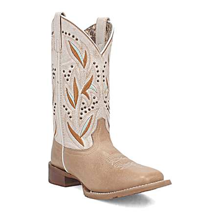 Women's Sand White Lydia Western Boots
