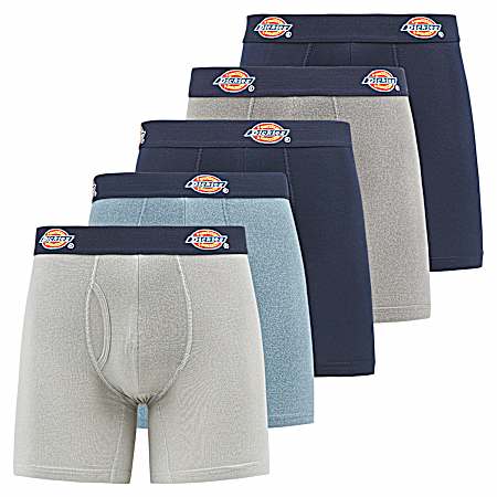 Men's Grey/Blue Long Leg Boxer Briefs - 5 Pk