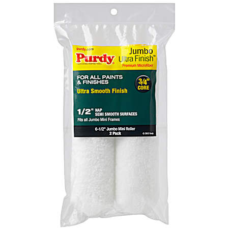 6.5 in Jumbo Ultra Finish 0.5 in Roller Cover - 2 Pk