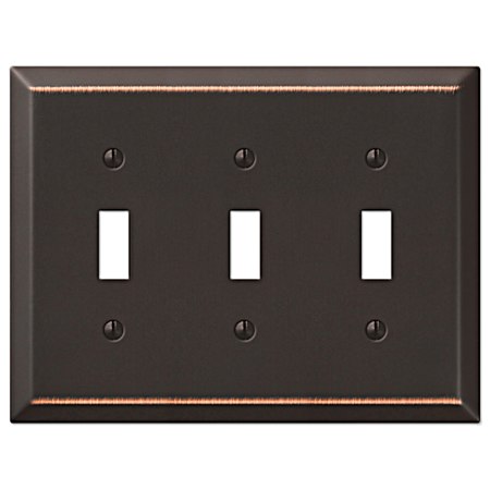 Century Aged Bronze Steel - 3 Toggle Switchplate