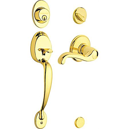 Plymouth Bright Brass Keyed Flair Door Handleset