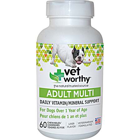 Adult Dog Daily Vitamin & Mineral Support Chewable Tablets - 60 Ct