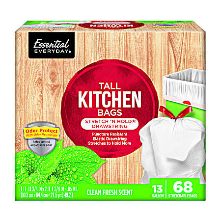 13 Gal Tall SuperFlex Kitchen Drawstring Trash Bags - 68 ct