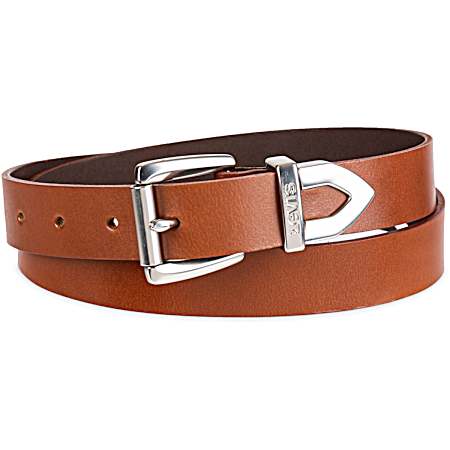 Women's Tan Retro Western Metal Tip Leather Belt