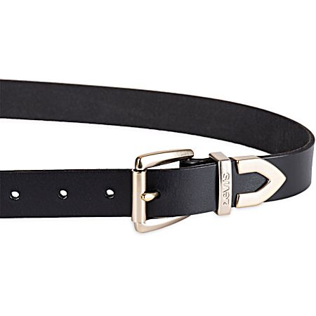 Women's Black Retro Western Metal Tip Leather Belt