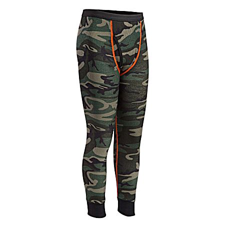 Kid's Camo Mini Waffle Knit Thermal Bottoms