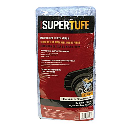 SuperTuff Blue Microfiber Cloth Wipers - 24 Pk