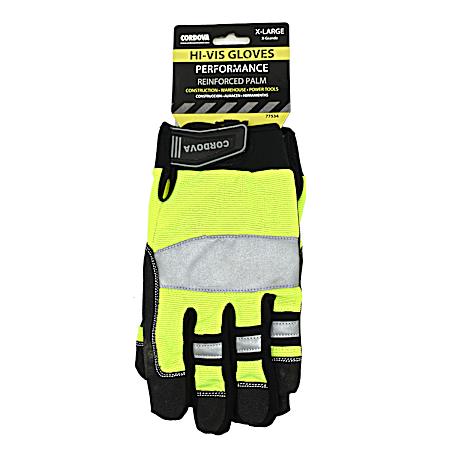Men's High Dexterity Yellow/Black Hi-Vis Gel Padded Palm Gloves