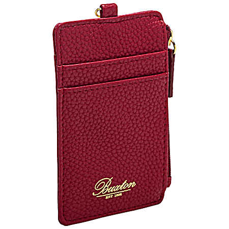 Ladies' Red Pebble Pik-Me-Up Wallet w/Convertible Lanyard