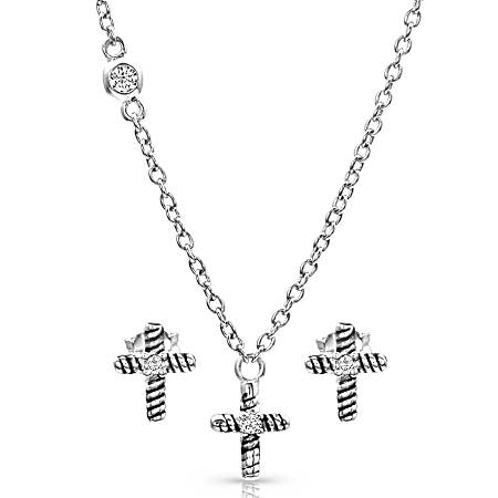 Strong Faith Mini Cross Jewelry Set