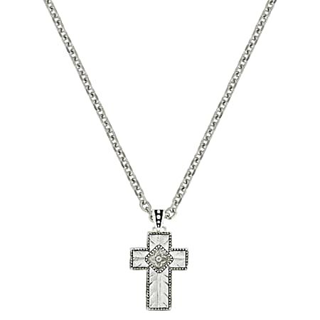 Banded Feathered Cross Necklace