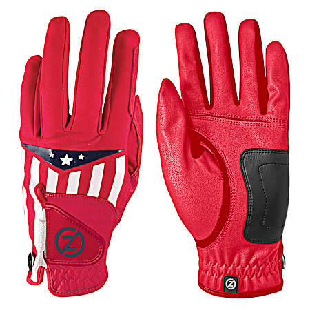 Men's Left Hand Red Americana Synthetic Golf Glove