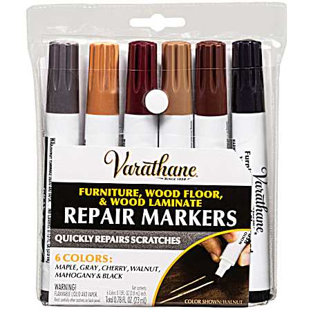 Furniture, Wood Floor & Wood Laminate Touch-Up Marker Set - 6 Pk
