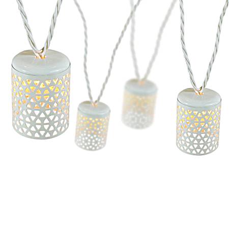 10 Lt White Cutout Metal Lantern Light Set
