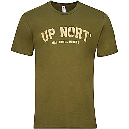 Men's Olive Up Nort' Graphic Short Sleeve Shirt