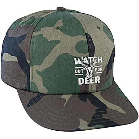 Men's Camo Watch Out For Deer 6-Panel Cotton Cap