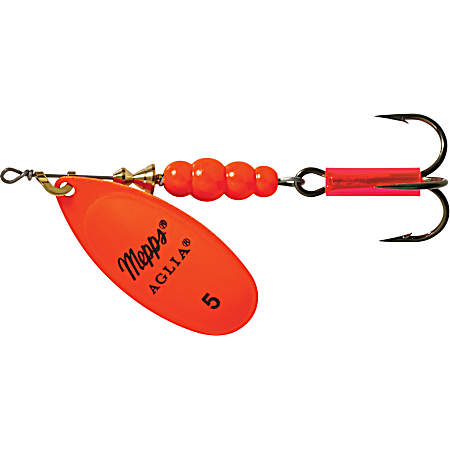 Hot Orange Aglia Plain Treble Hook In-Line Spinner