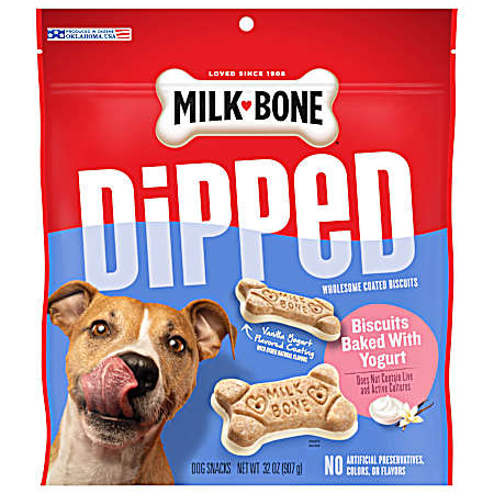 32 oz Dipped Dog Biscuits Baked w/ Vanilla Yogurt