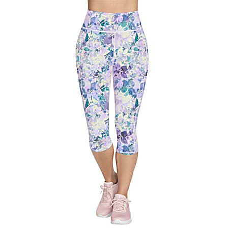 Women's GO WALK Blue Seascape Floral Capri