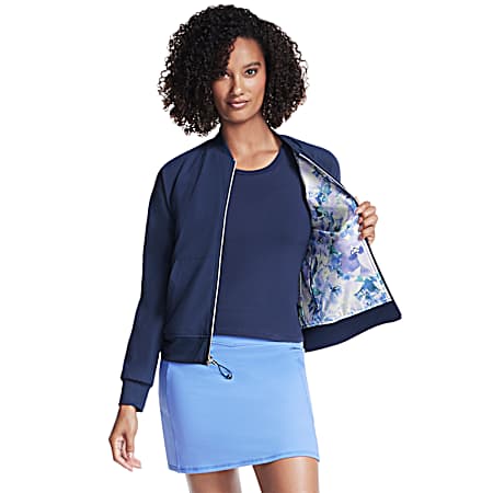 Go Walk Women's Blue Seascape Floral Reversible Jacket
