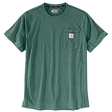 Men's Force Slate Green Heather Relaxed Fit Midweight Short Sleeve Pocket Shirt