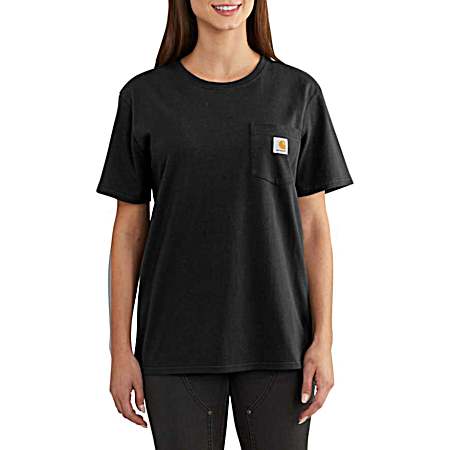 Women's Black Short Sleeve Pocket Shirt