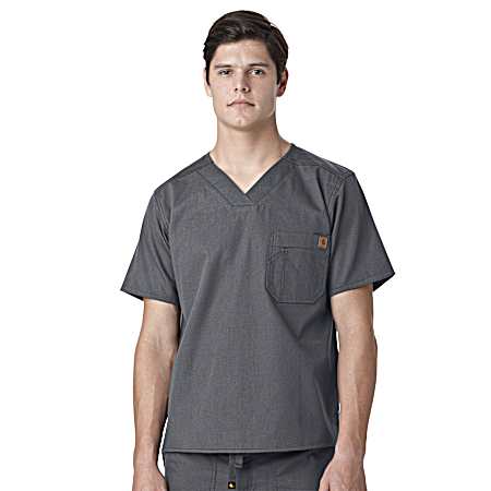 Men's Pewter Utility Short Sleeve Scrub Top