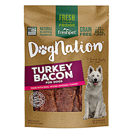 3 oz Dog Nation Fresh Adult Dog Treats - Turkey Bacon