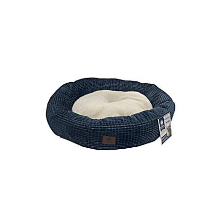 Navy 28 in Pixel Round Dog Bed