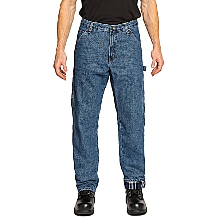 Men's Light Wash Flannel Lined Carpenter Jeans