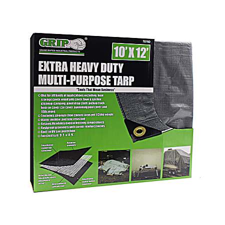 10 ft x 12 ft Extra Heavy-Duty Grey Tarp