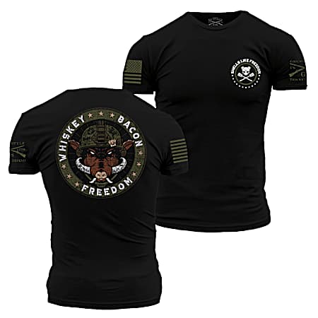 Men's Black Whiskey Bacon Freedom Short Sleeve Shirt