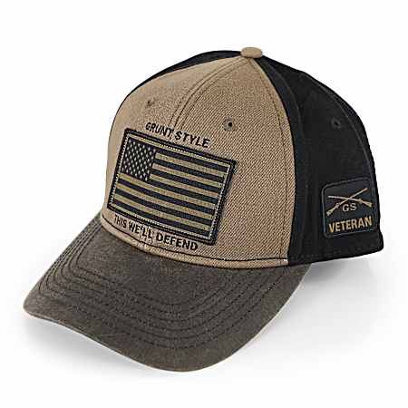 Men's Brown Veteran Flag Hay Cap