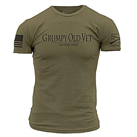 Men's Military Green Grumpy Old Vet Short Sleeve Shirt