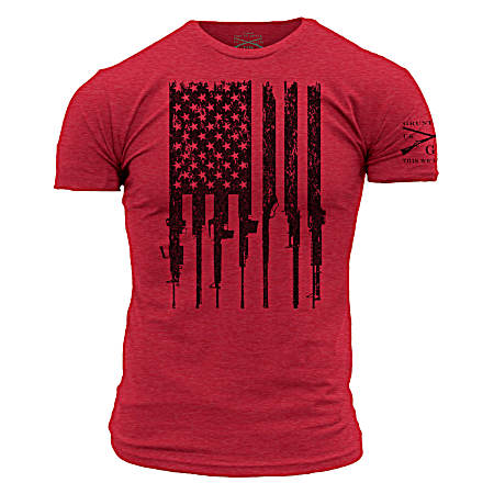 Men's Red Rifle Flag Short Sleeve Shirt