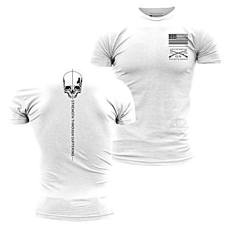 Men's White Strength Through Suffering Short Sleeve Shirt