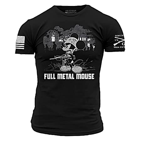 Men's Black Full Metal Mouse Short Sleeve Shirt