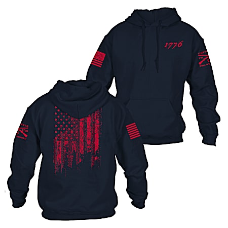 Men's Navy 1776 Flag Pullover Hoodie