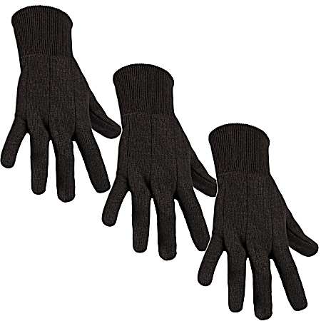 Men's Brown Jersey Gloves - 3 Pk