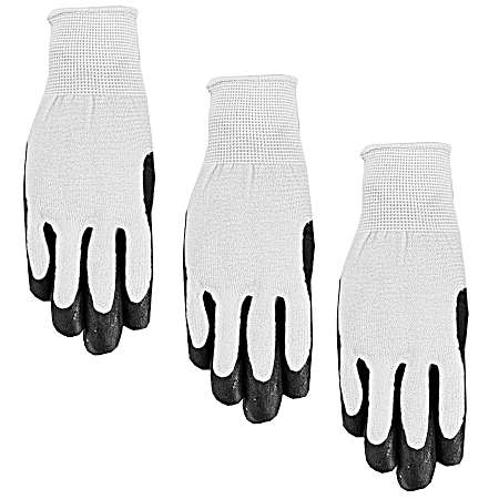 Men's Black/White Nitrile Dipped Gloves - 3 Pk
